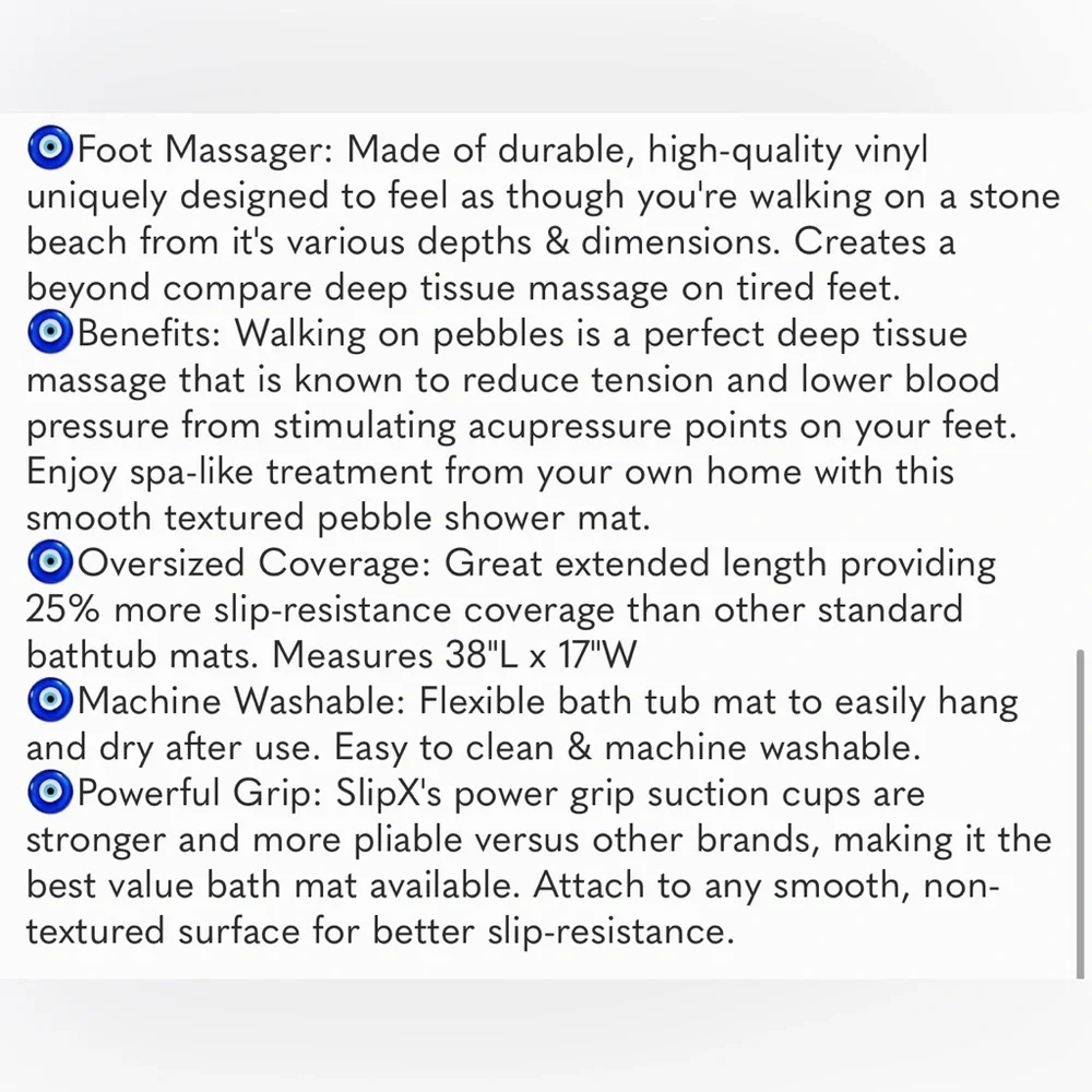 SlipX Solutions Extra Long Deep Foot Massager Bath Tub & Shower Mat 38x17
